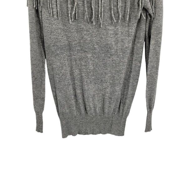 I Jeans by Buffalo Sweater Boho Western Fringe Cowl Neck Angora Blend Gray L - Picture 9 of 13